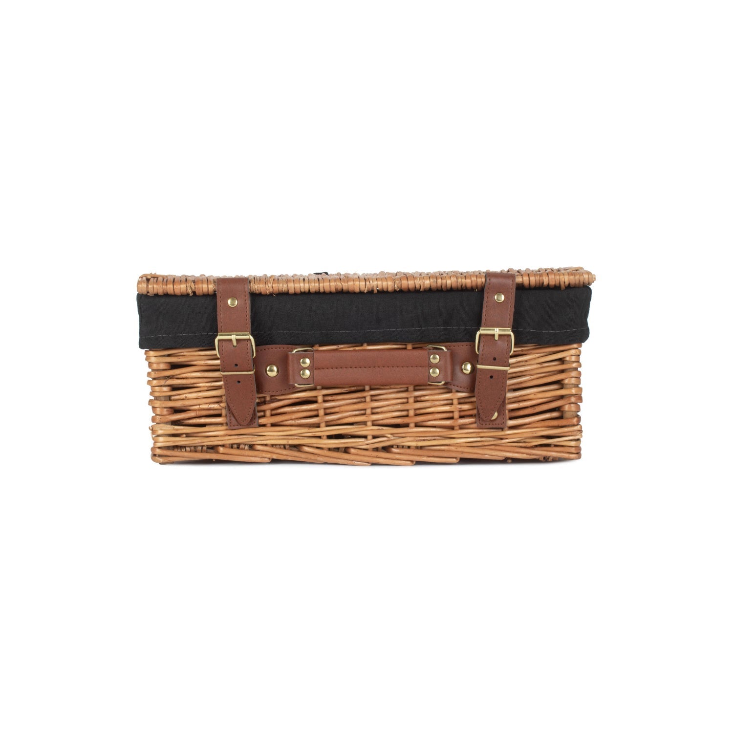 14 Inch Light Steamed Willow Hamper with Black Lining - REGN
