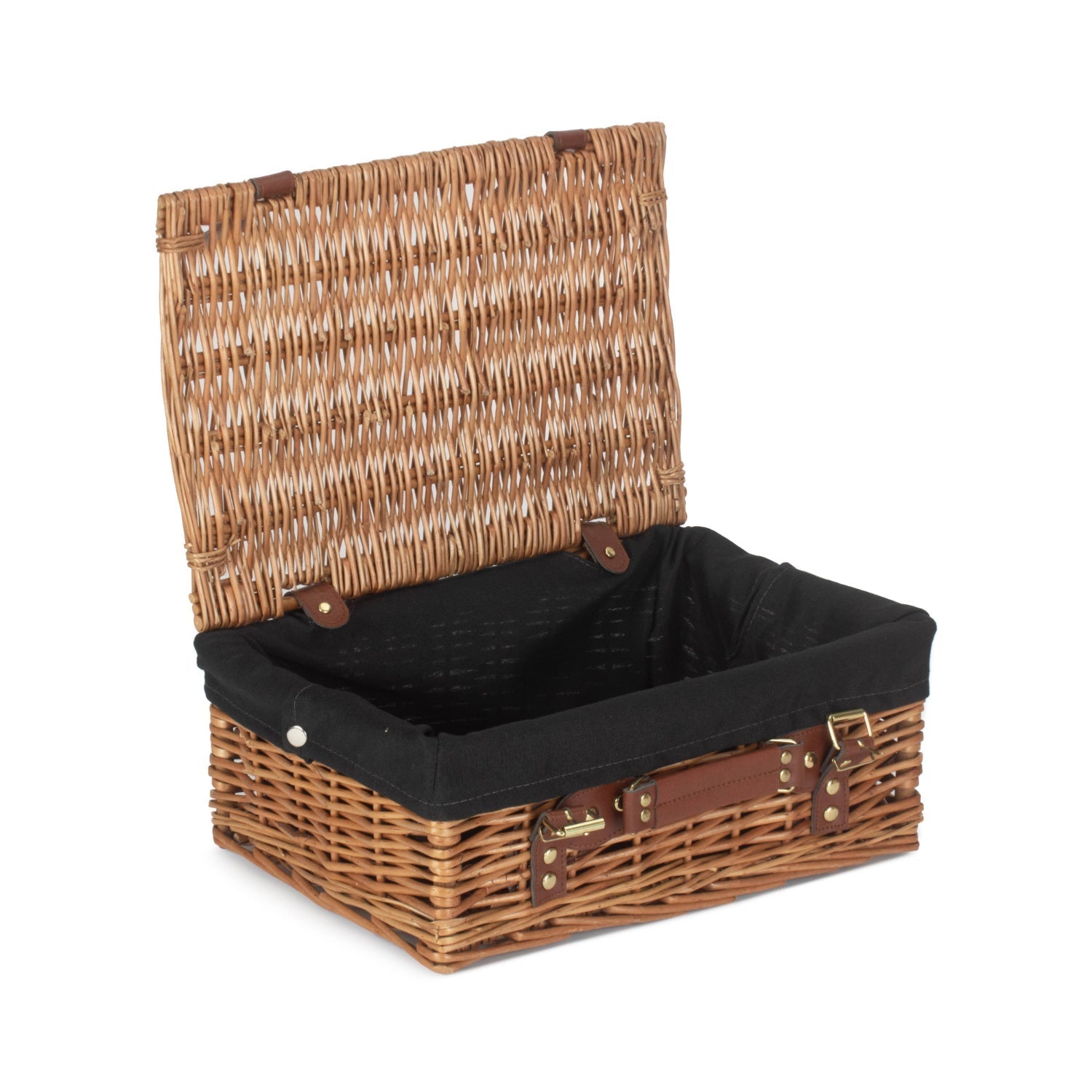 14 Inch Light Steamed Willow Hamper with Black Lining - REGN
