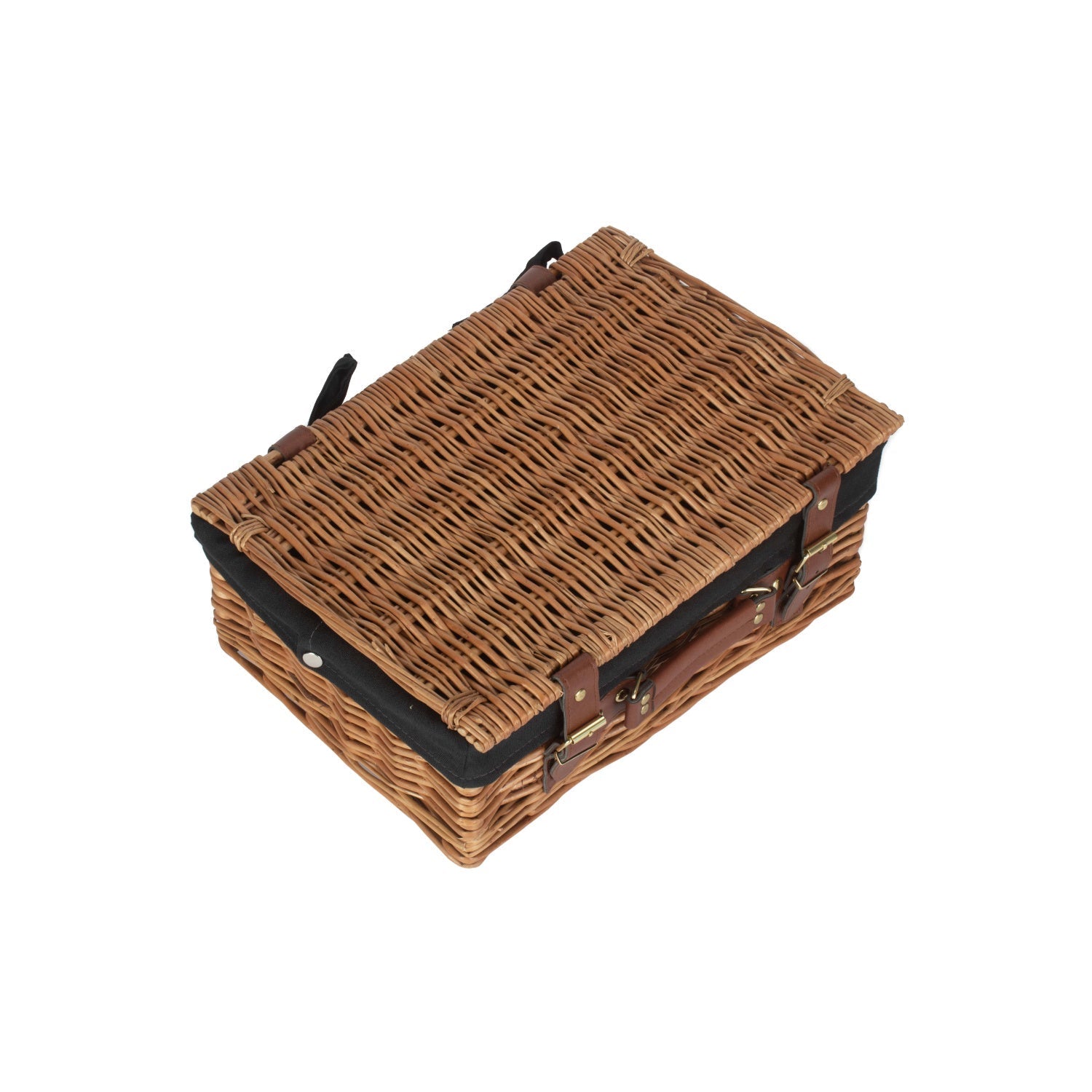 14 Inch Light Steamed Willow Hamper with Black Lining - REGN