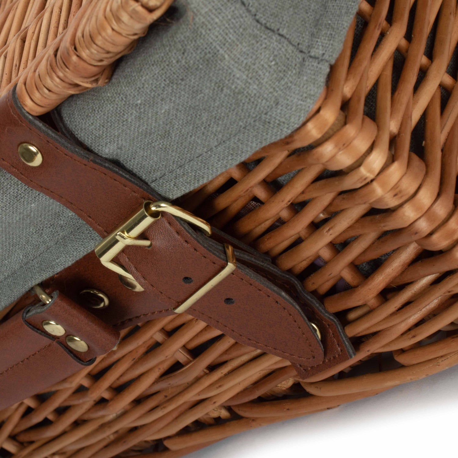14 Inch Light Steamed Willow Hamper with Grey Sage Lining - REGN