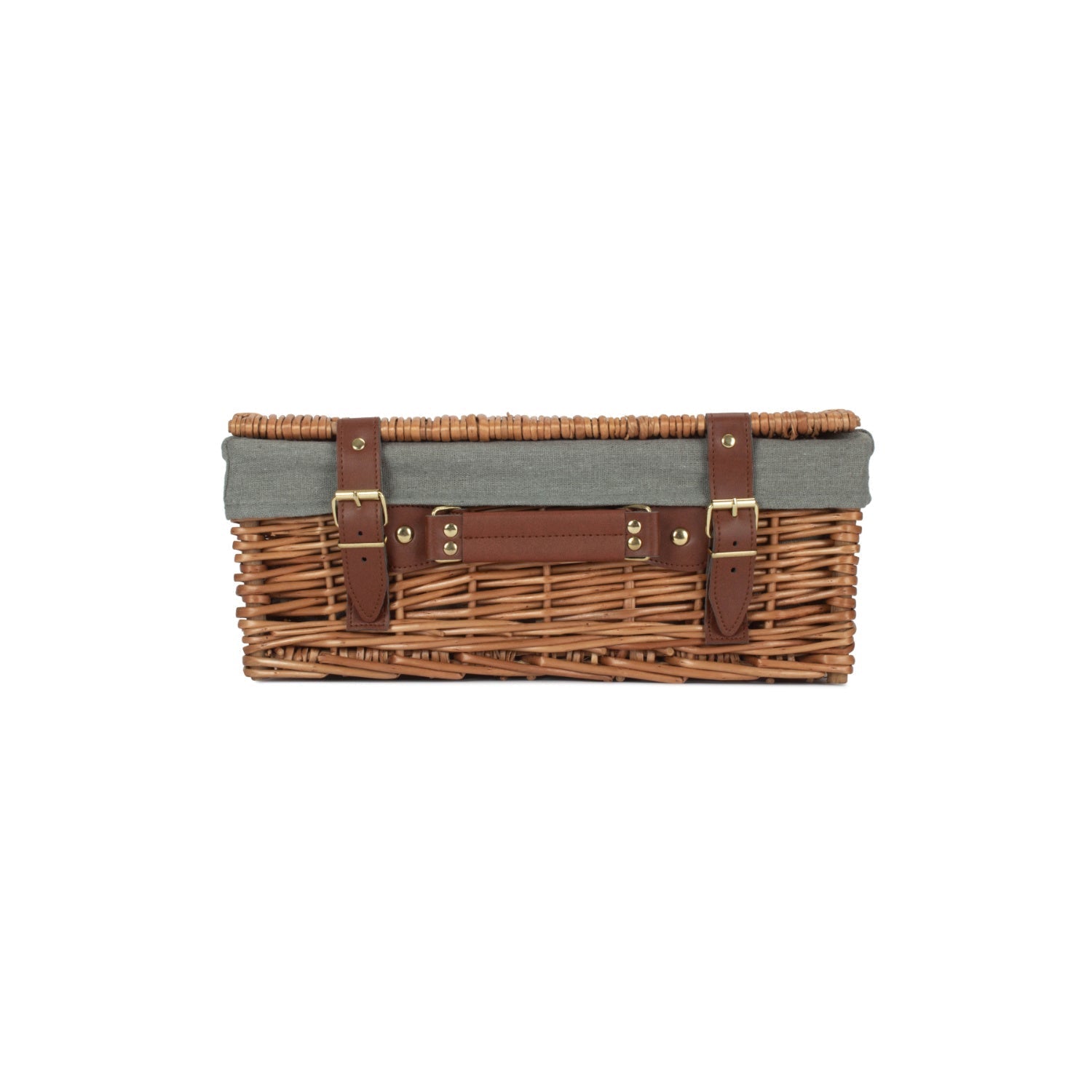 14 Inch Light Steamed Willow Hamper with Grey Sage Lining - REGN