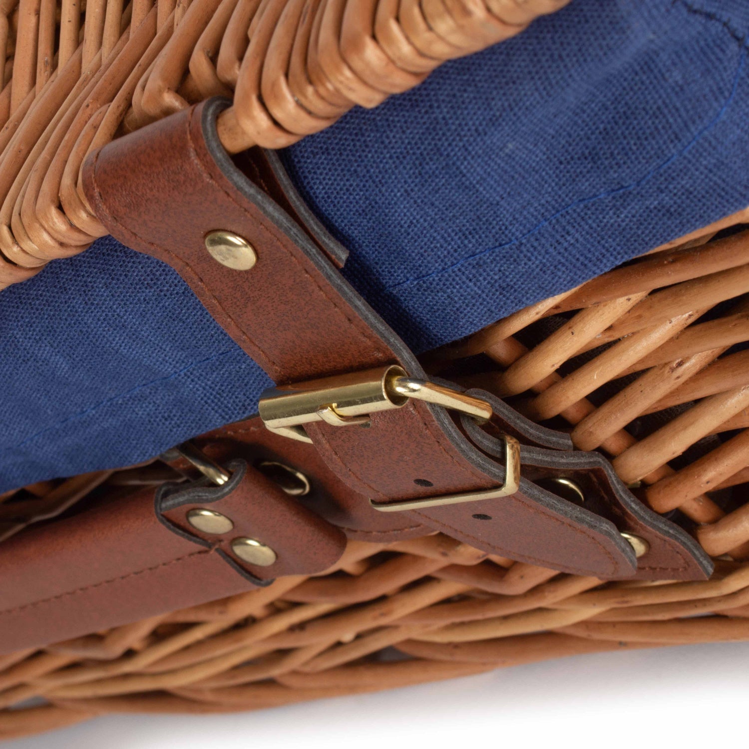 14 Inch Light Steamed Willow Hamper with Navy Blue Lining - REGN