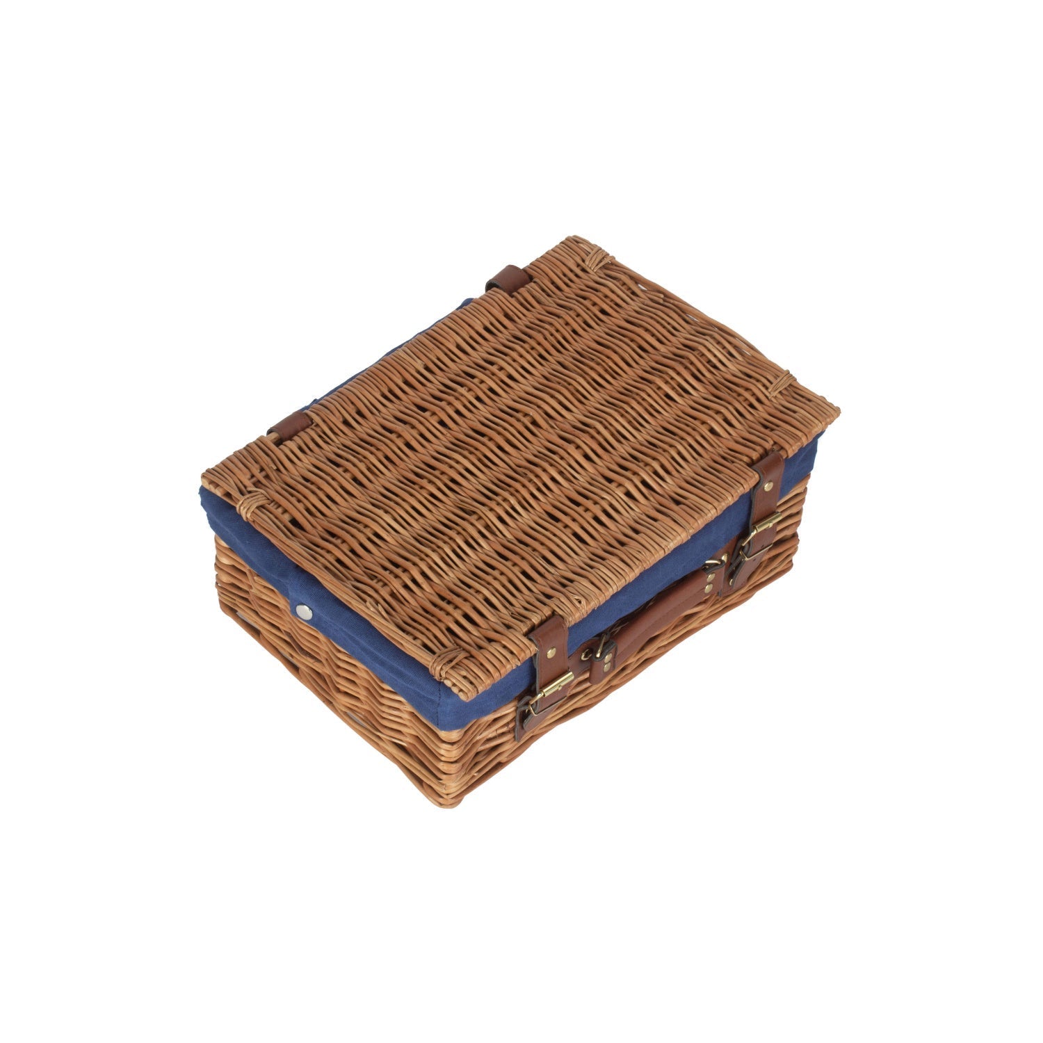 14 Inch Light Steamed Willow Hamper with Navy Blue Lining - REGN