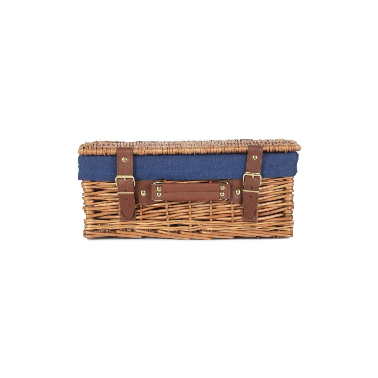 14 Inch Light Steamed Willow Hamper with Navy Blue Lining - REGN