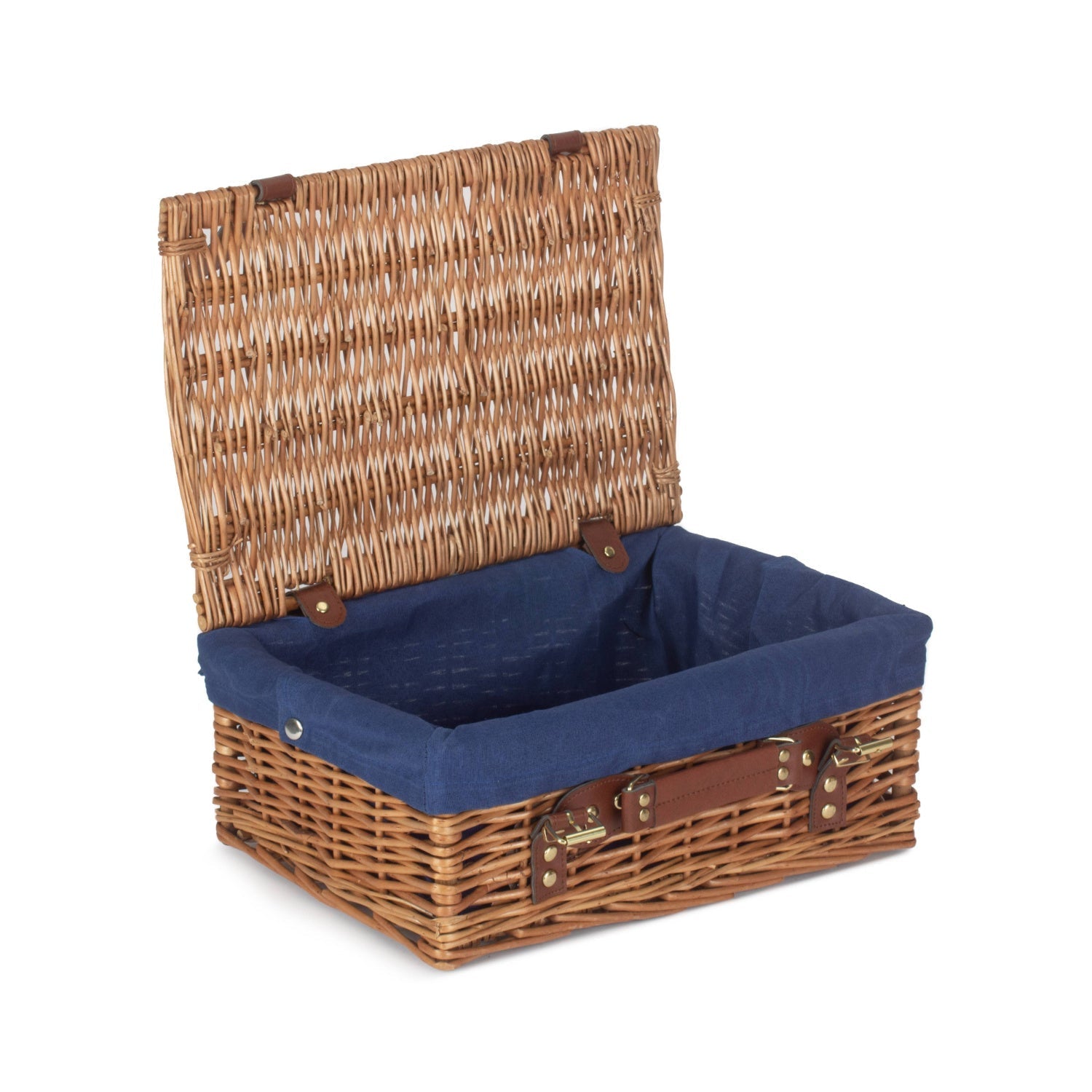 14 Inch Light Steamed Willow Hamper with Navy Blue Lining - REGN