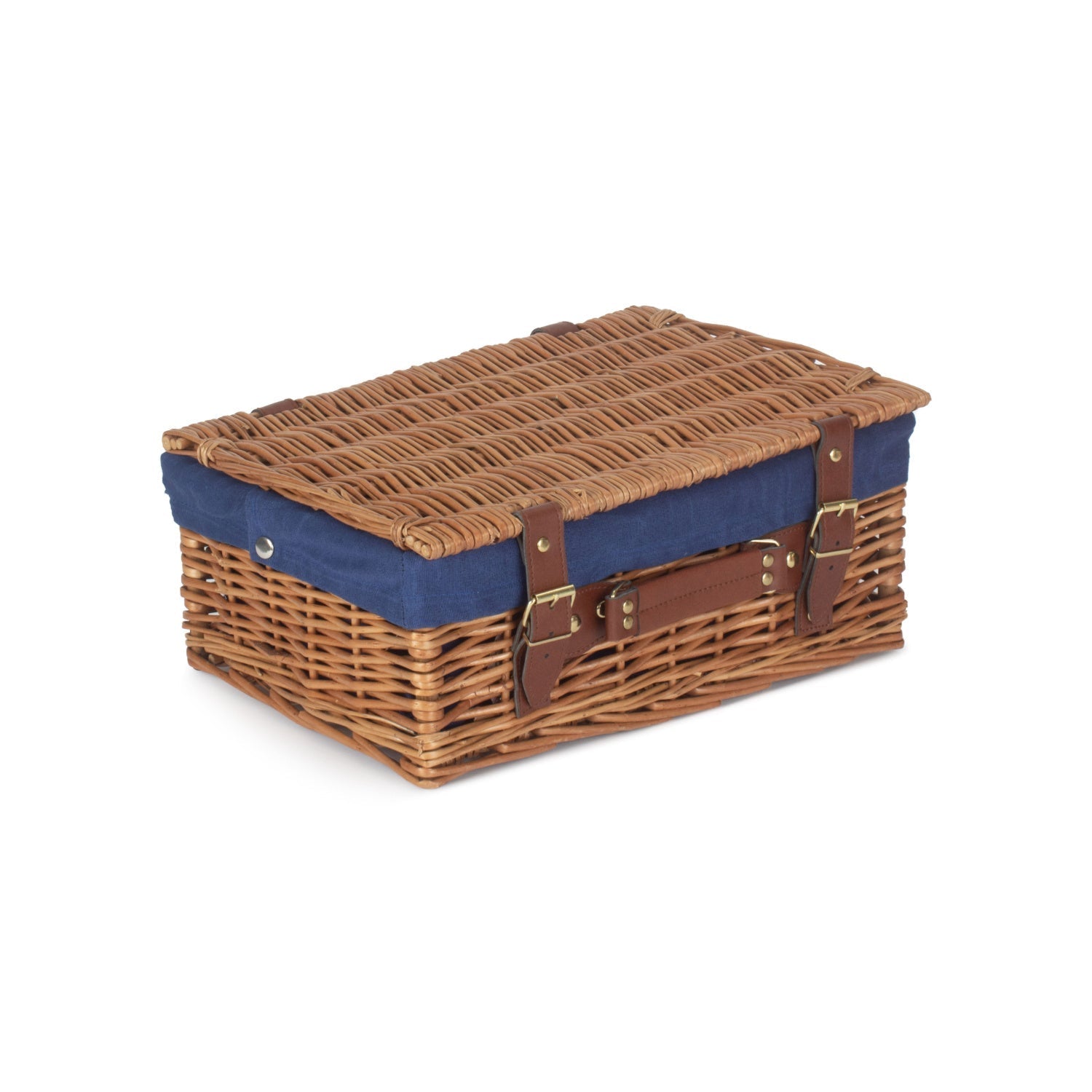 14 Inch Light Steamed Willow Hamper with Navy Blue Lining - REGN