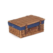 14 Inch Light Steamed Willow Hamper with Navy Blue Lining - REGN