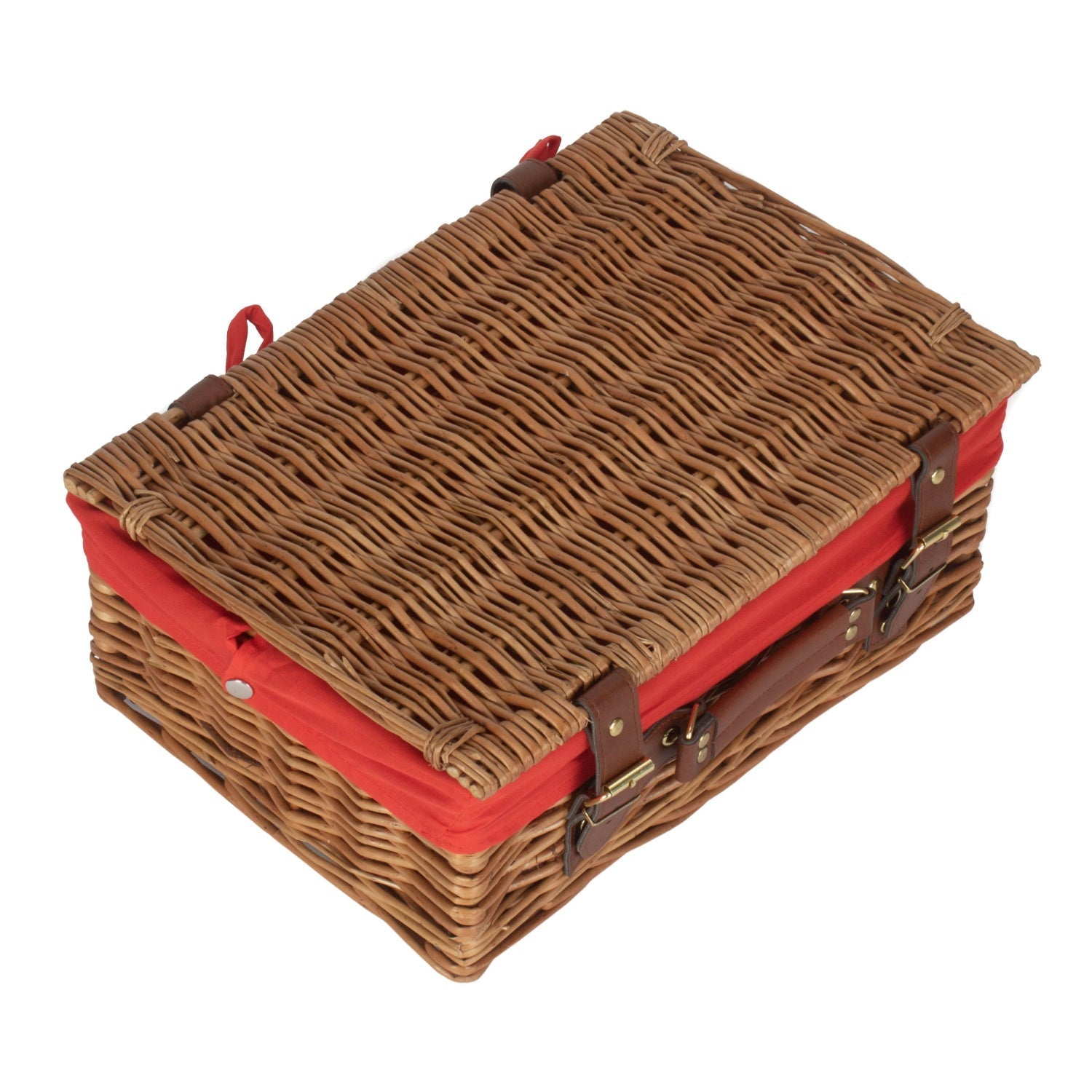 14 Inch Light Steamed Willow Hamper with Red Lining - REGN