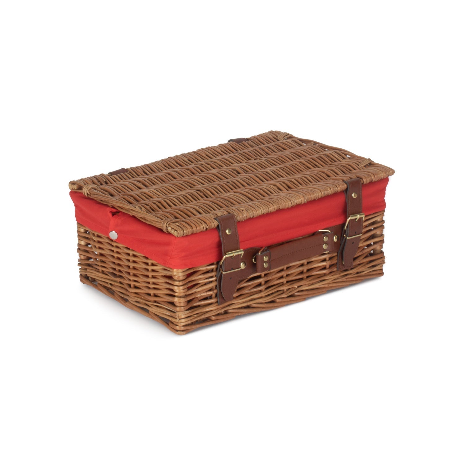 14 Inch Light Steamed Willow Hamper with Red Lining - REGN