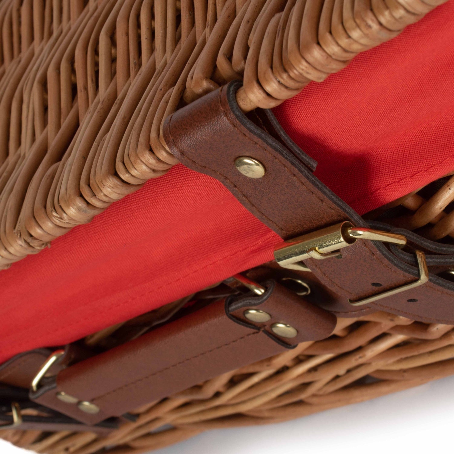 14 Inch Light Steamed Willow Hamper with Red Lining - REGN