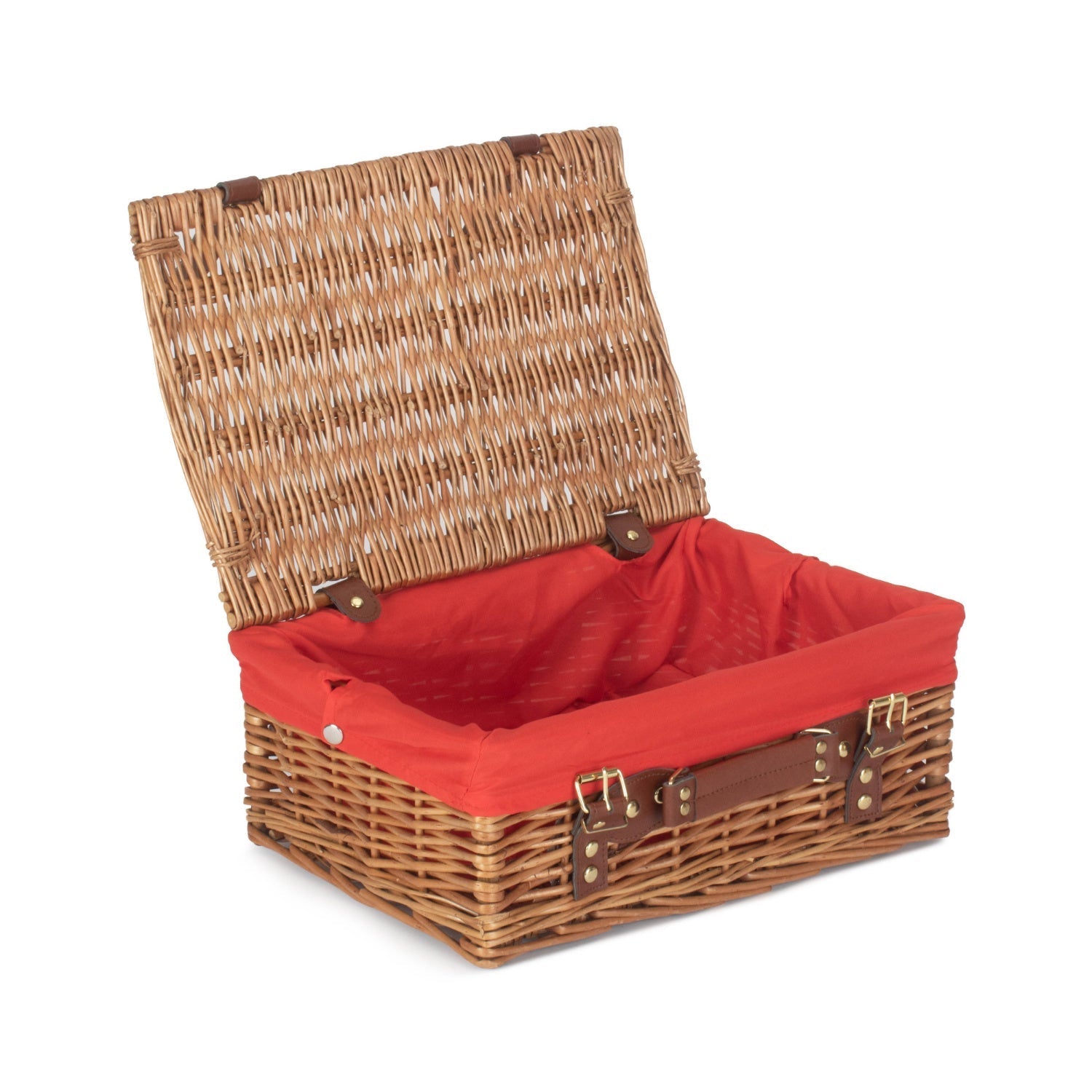 14 Inch Light Steamed Willow Hamper with Red Lining - REGN