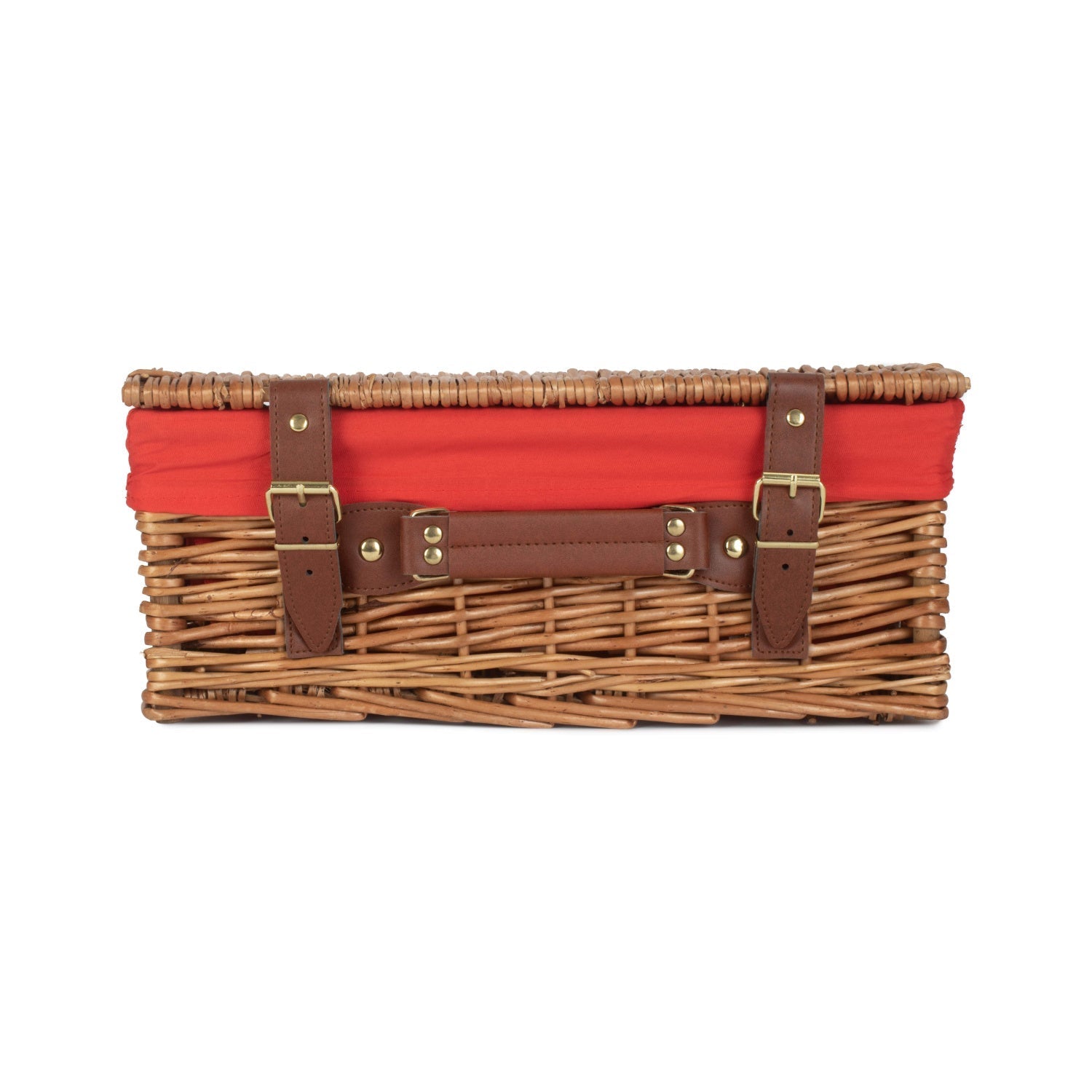 14 Inch Light Steamed Willow Hamper with Red Lining - REGN