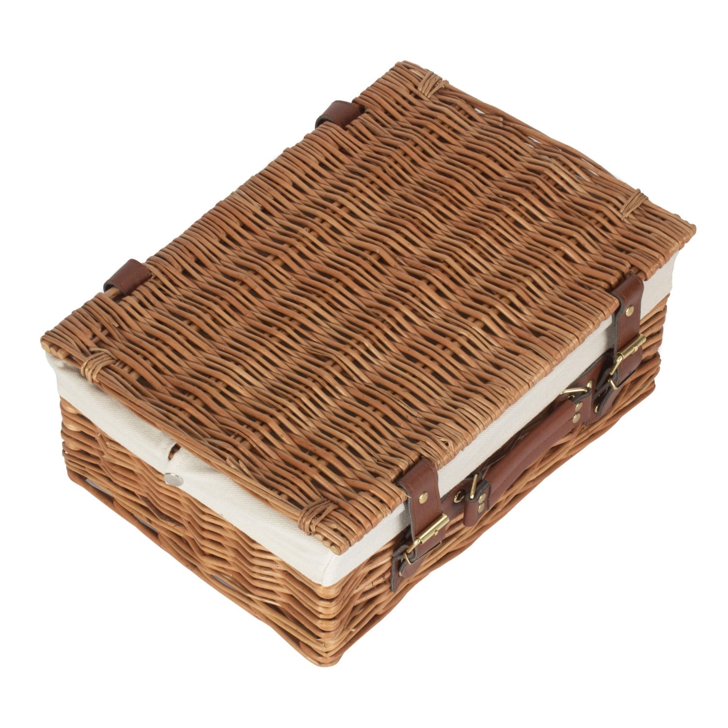14 Inch Light Steamed Willow Hamper with White Lining - REGN