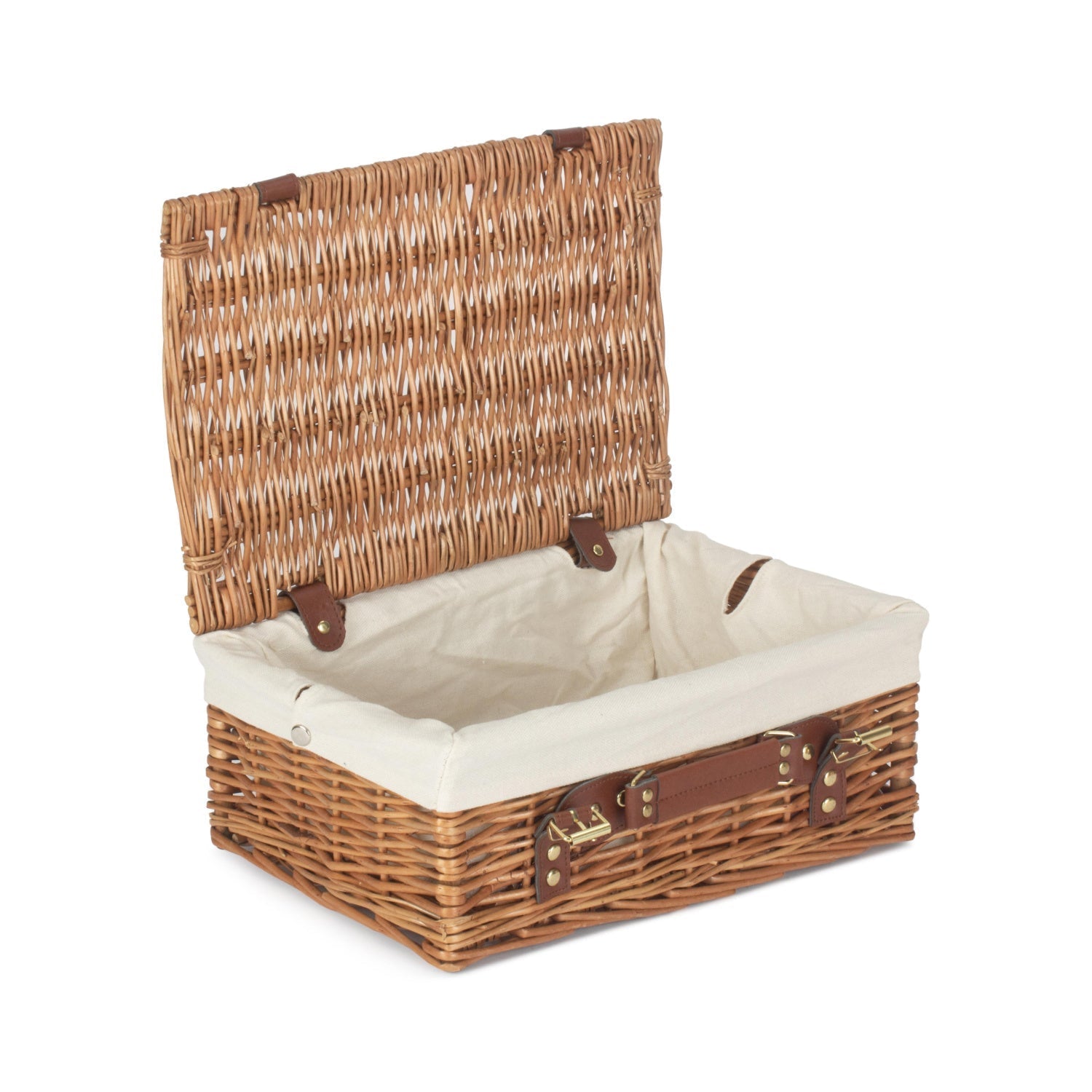 14 Inch Light Steamed Willow Hamper with White Lining - REGN