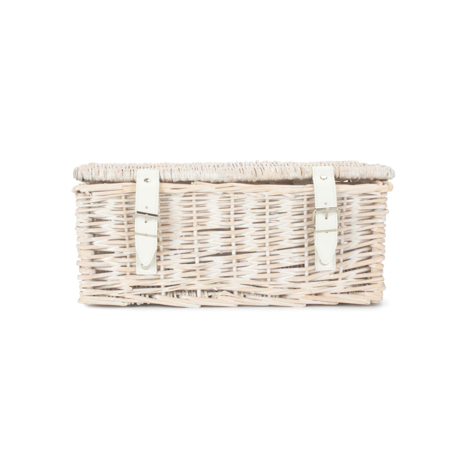14 Inch White Wash Wicker Hamper Basket - Unlined - REGN