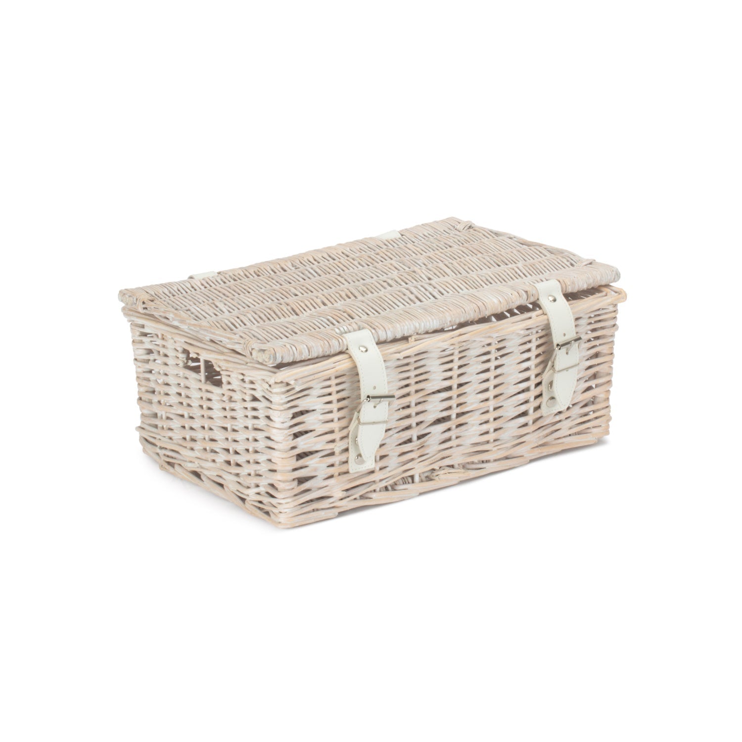 14 Inch White Wash Wicker Hamper Basket - Unlined - REGN