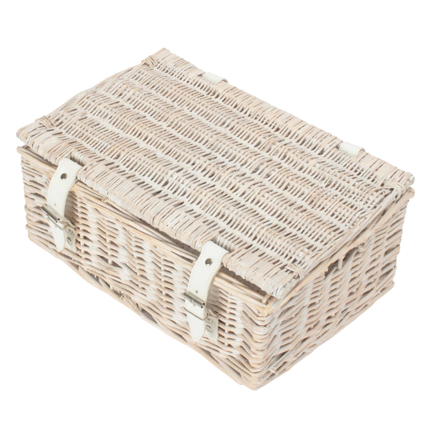 14 Inch White Wash Wicker Hamper Basket - Unlined - REGN