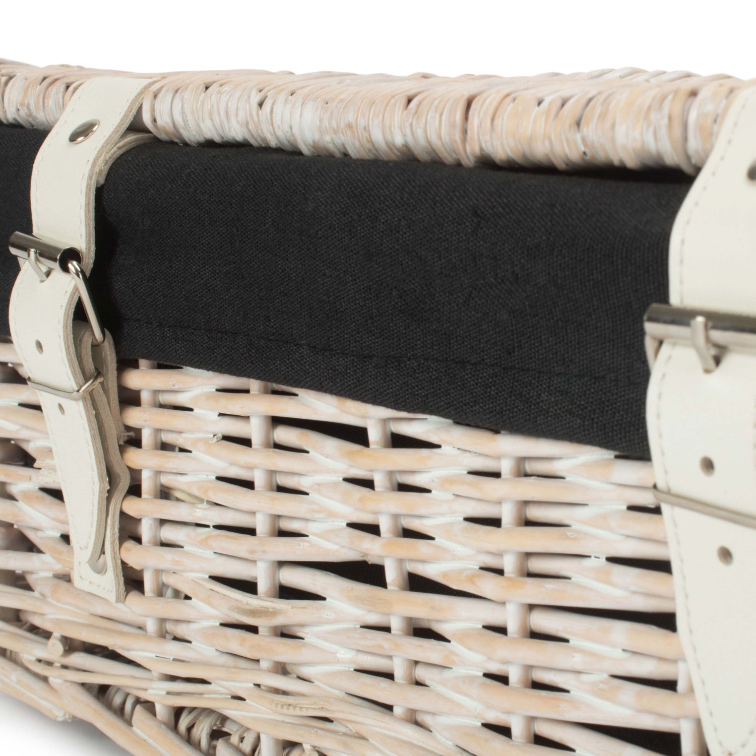 14 Inch White Wash Wicker Hamper Basket with Black Lining - REGN