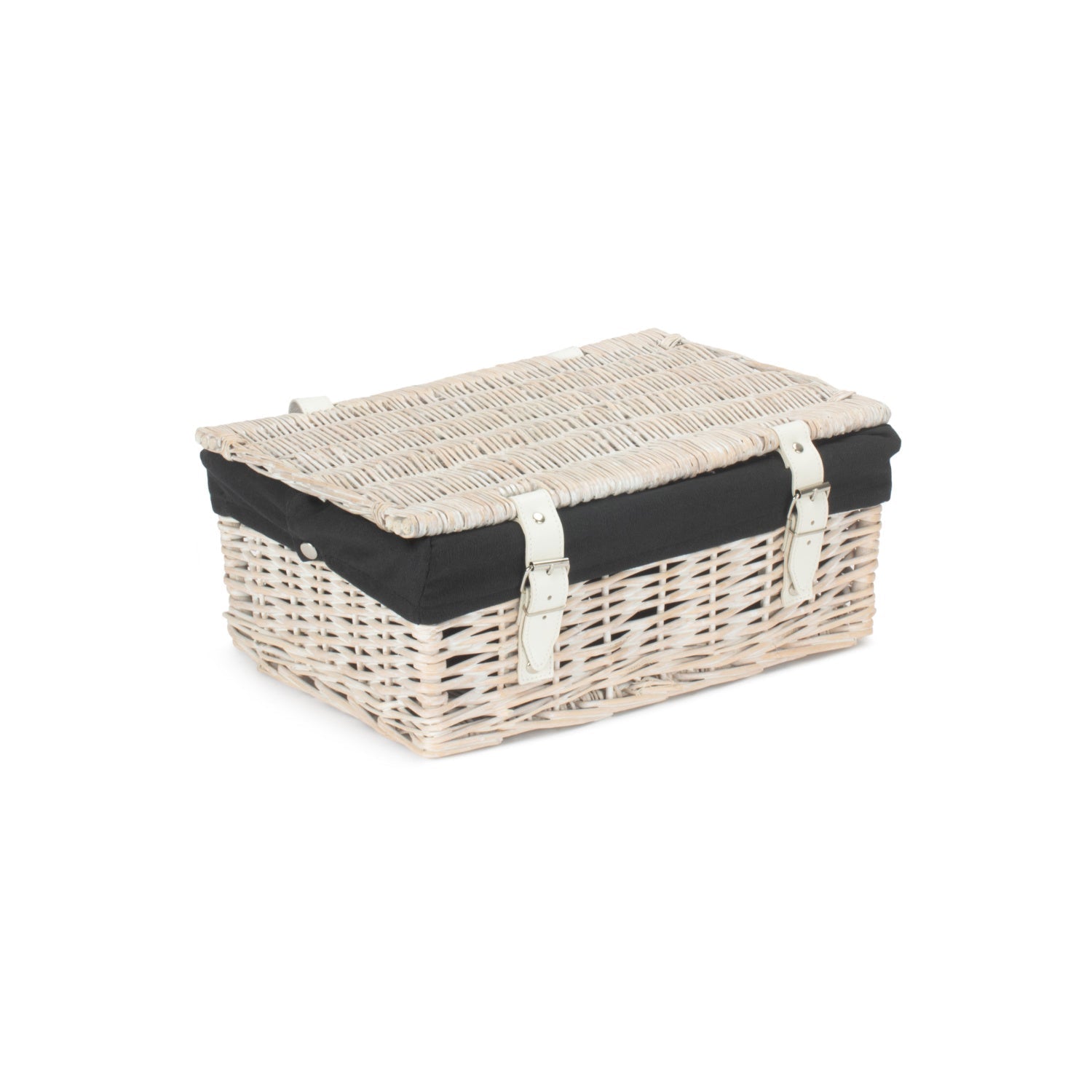 14 Inch White Wash Wicker Hamper Basket with Black Lining - REGN