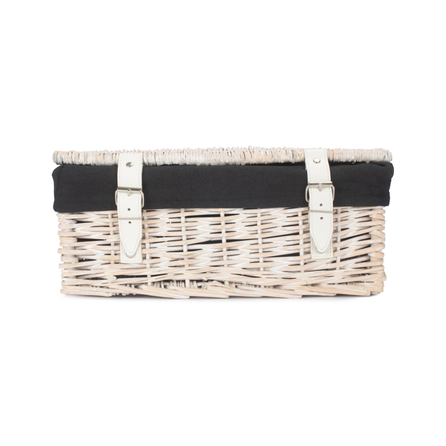 14 Inch White Wash Wicker Hamper Basket with Black Lining - REGN