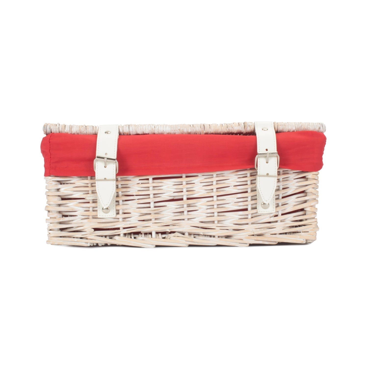 14 Inch White Wash Wicker Hamper Basket with Red Lining - REGN
