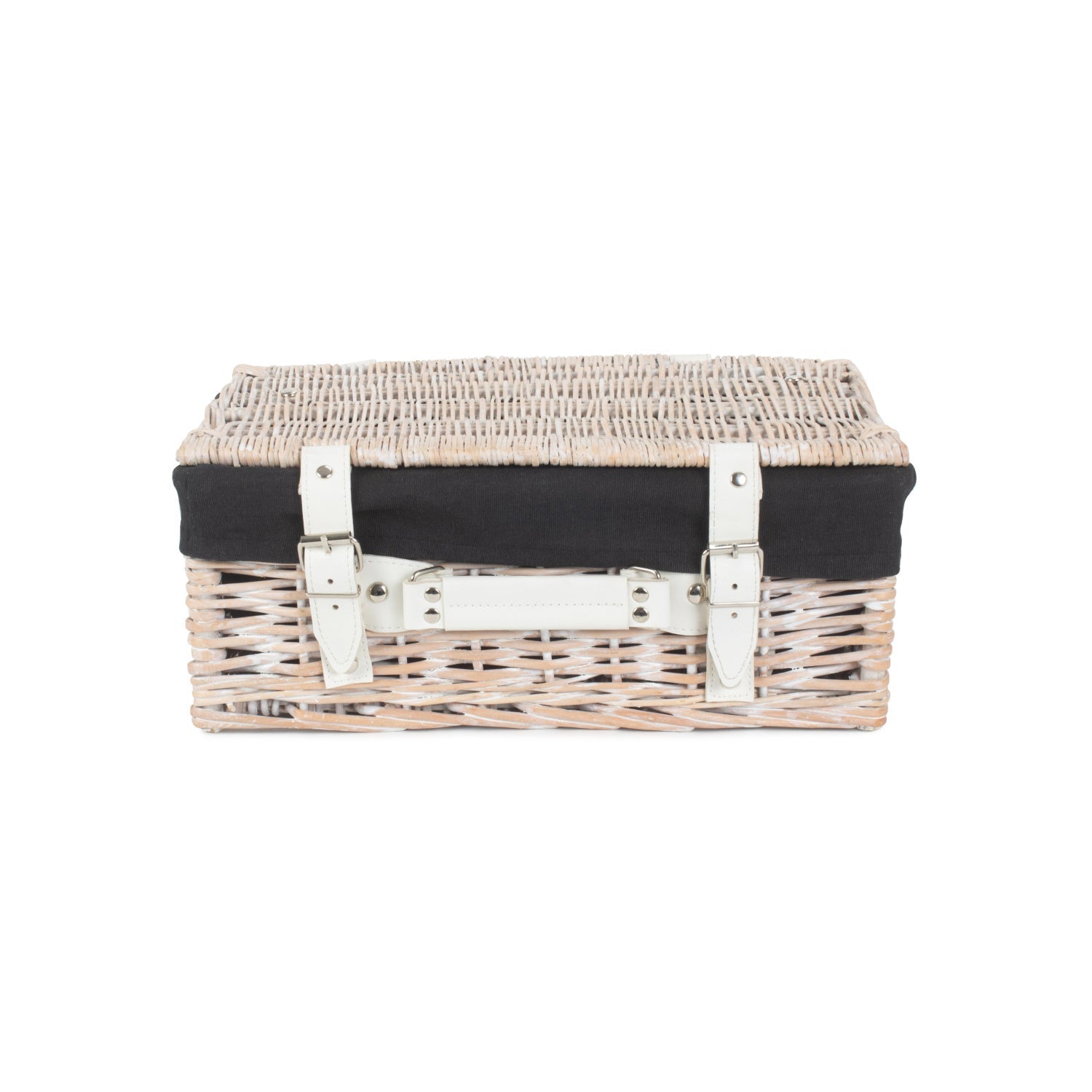 14 Inch White Wash Willow Hamper with Black Lining - REGN