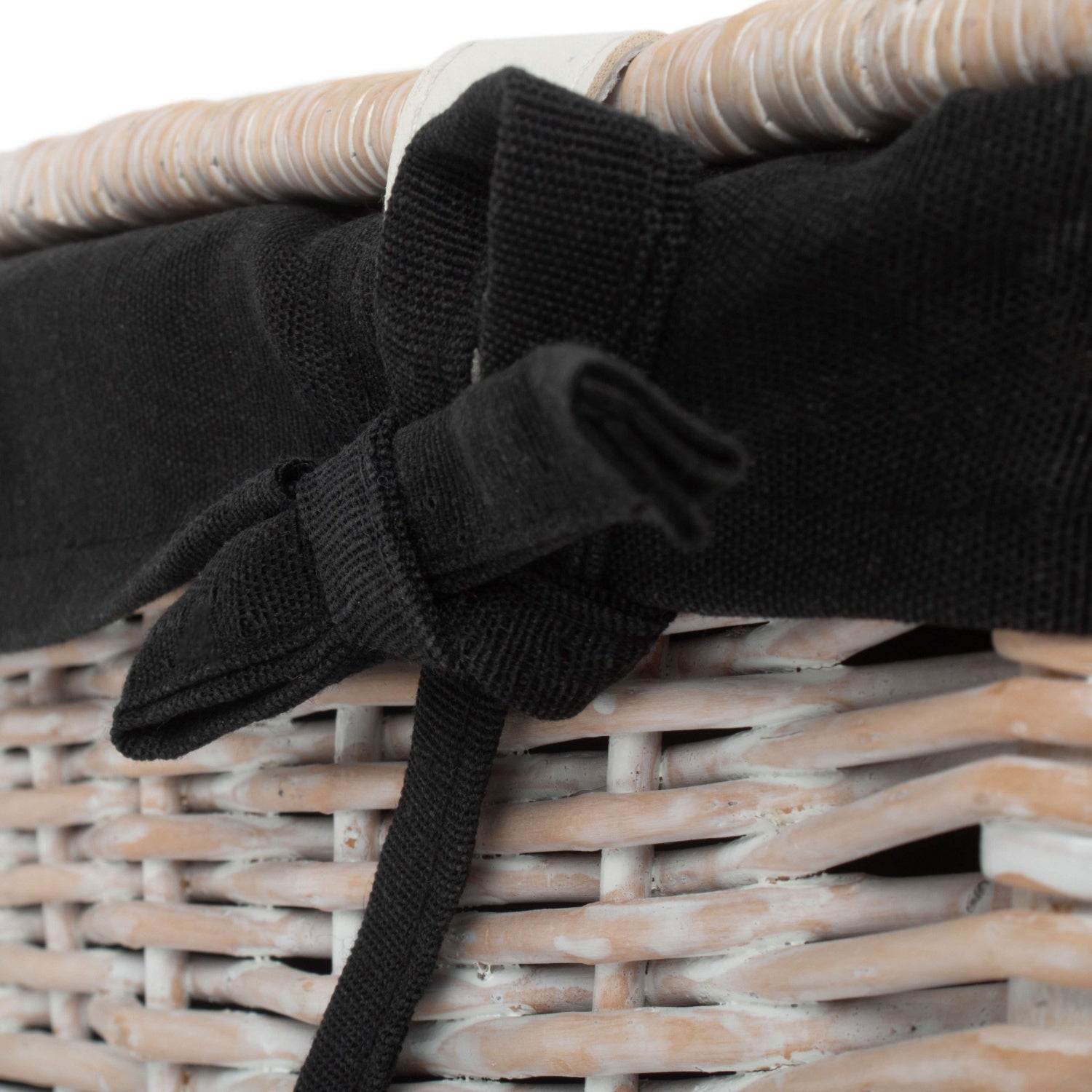 14 Inch White Wash Willow Hamper with Black Lining - REGN