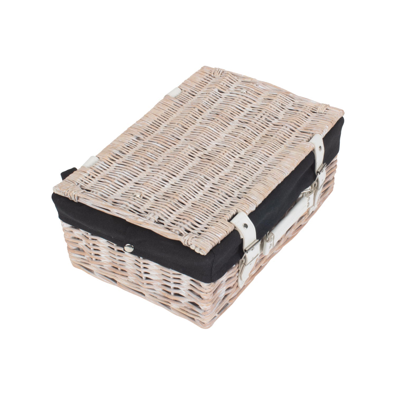 14 Inch White Wash Willow Hamper with Black Lining - REGN