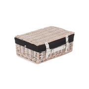 14 Inch White Wash Willow Hamper with Black Lining - REGN