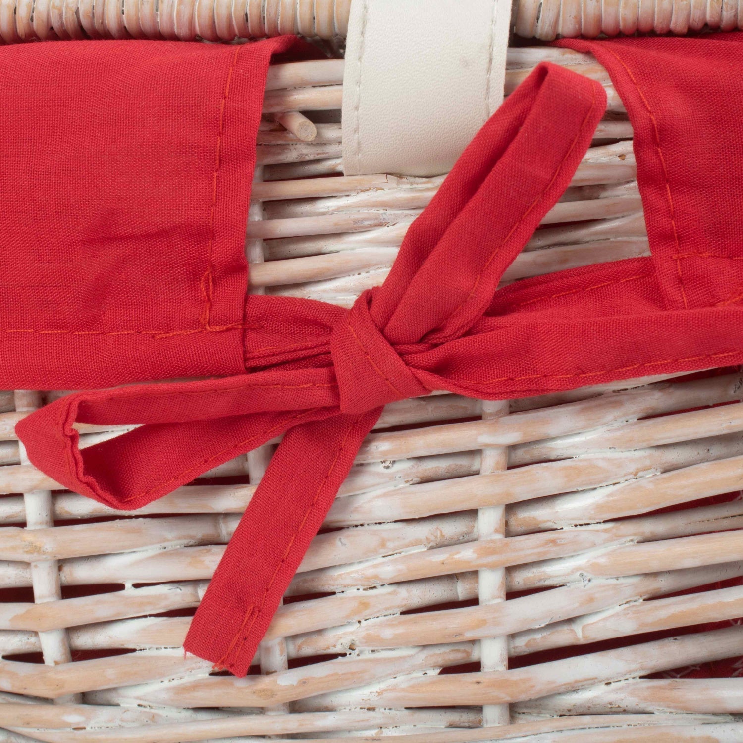 14 Inch White Wash Willow Hamper with Red Lining - REGN