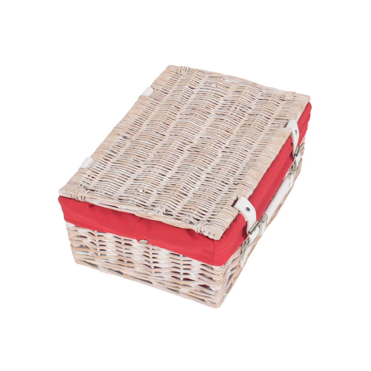 14 Inch White Wash Willow Hamper with Red Lining - REGN