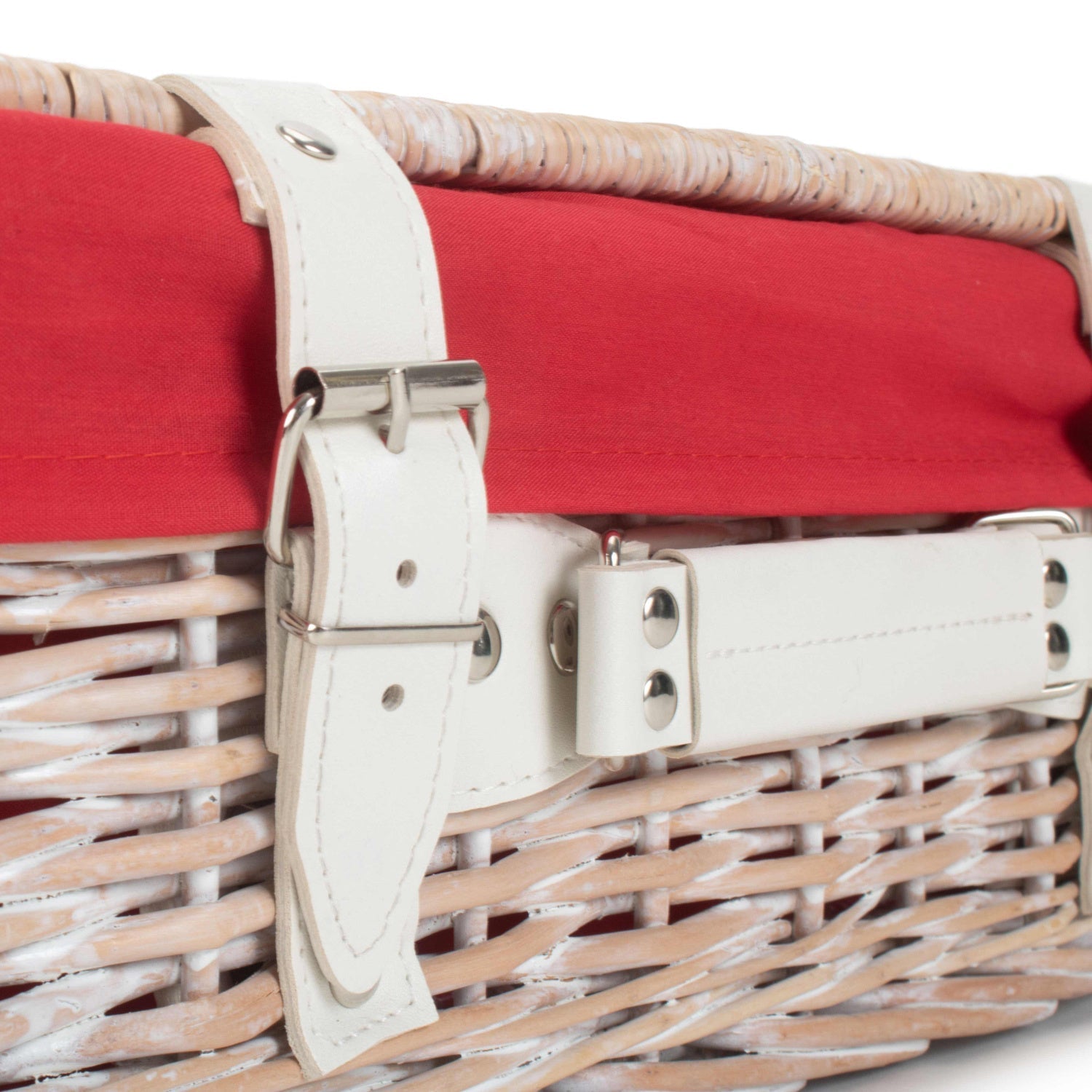 14 Inch White Wash Willow Hamper with Red Lining - REGN