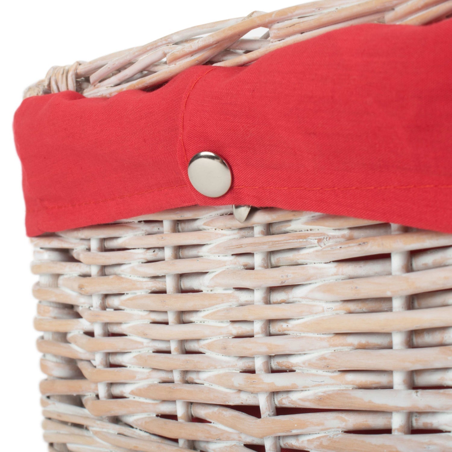 14 Inch White Wash Willow Hamper with Red Lining - REGN