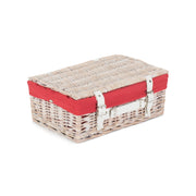 14 Inch White Wash Willow Hamper with Red Lining - REGN