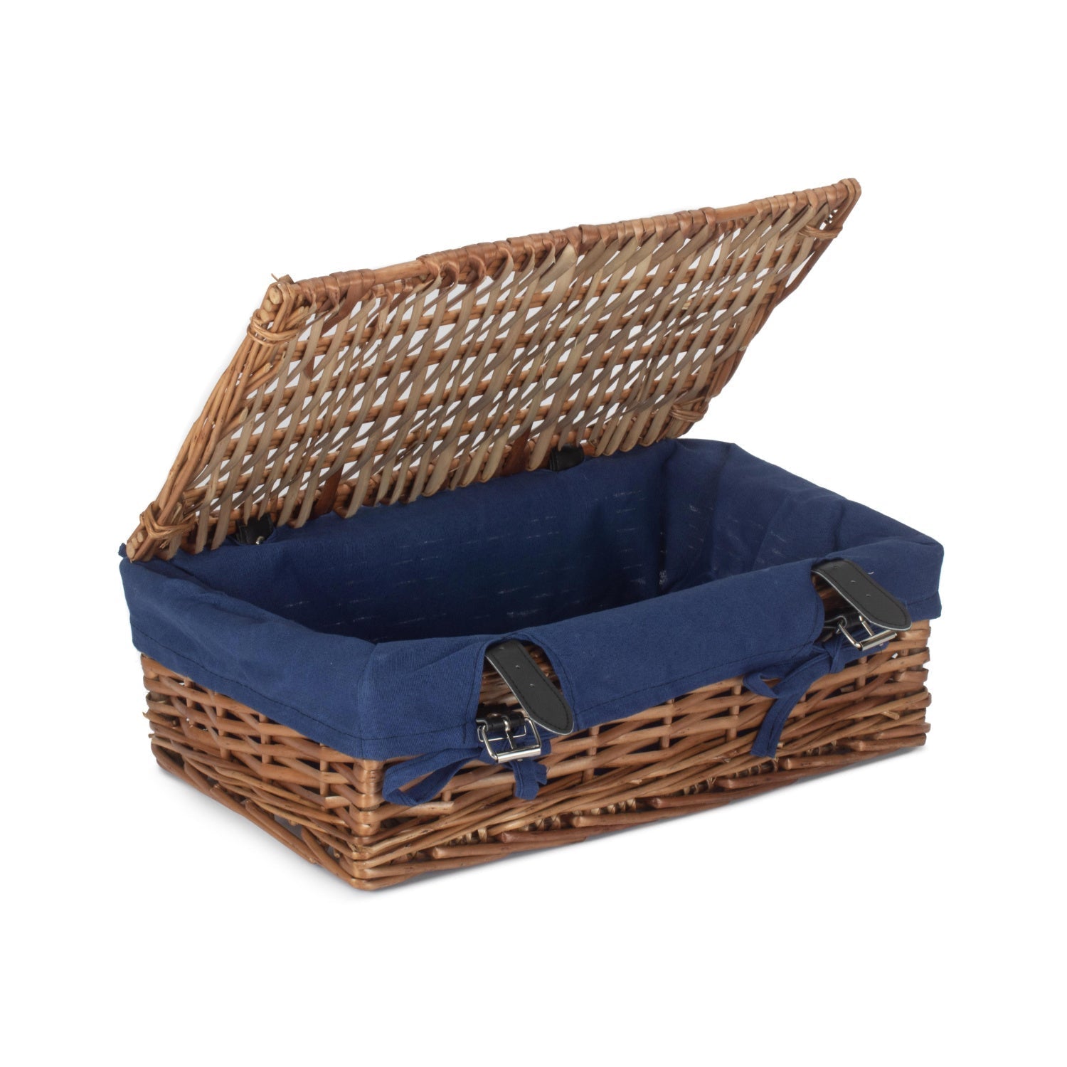 15 Inch Split Willow Hamper with Navy Blue Lining - REGN