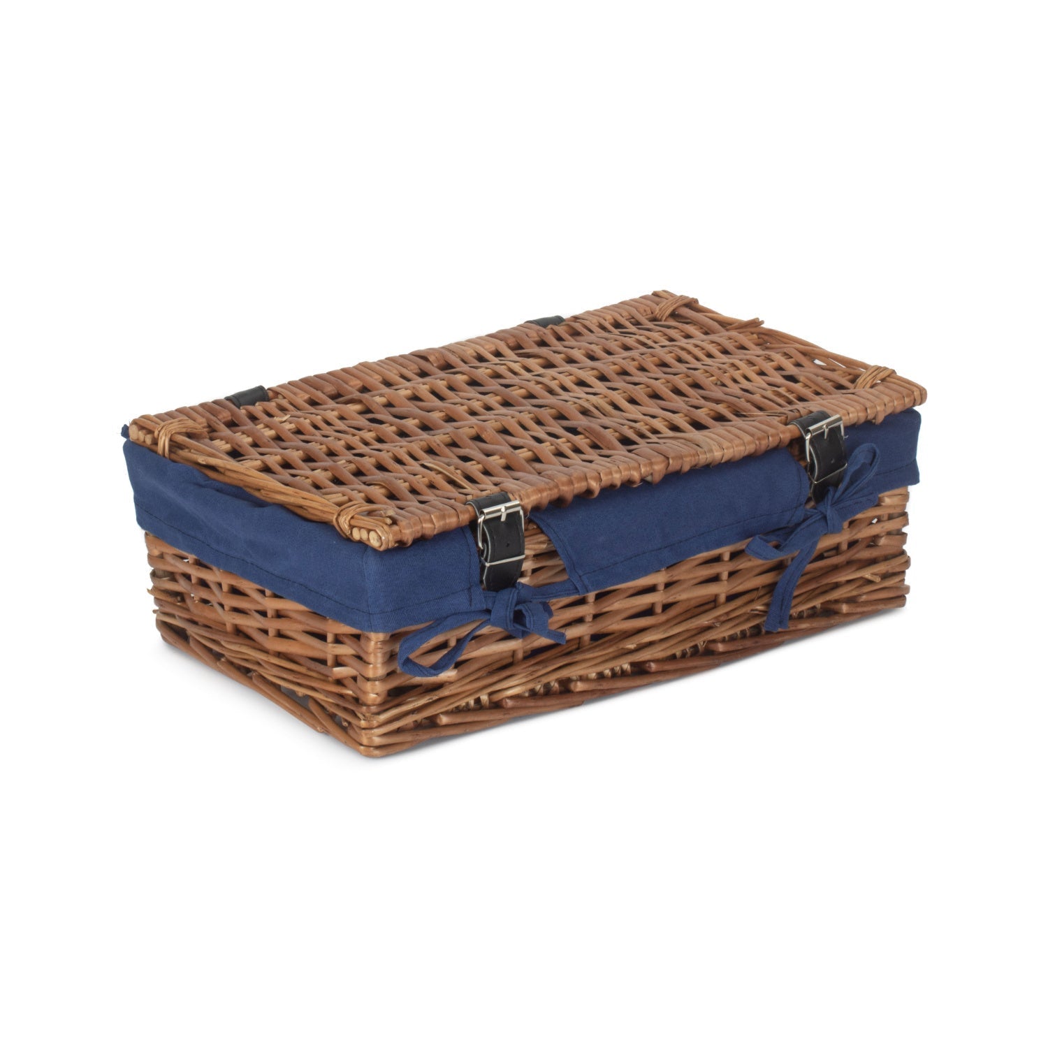 15 Inch Split Willow Hamper with Navy Blue Lining - REGN