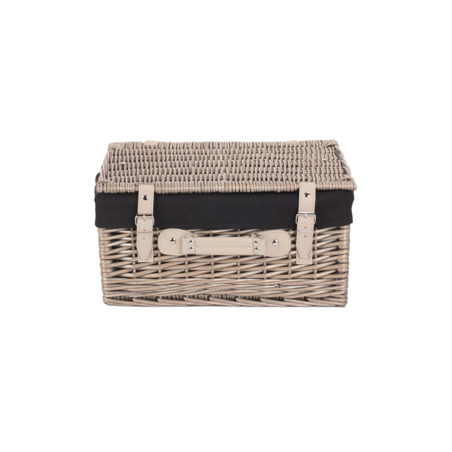 16 Inch Antique Wash Willow Hamper with Black Lining - REGN