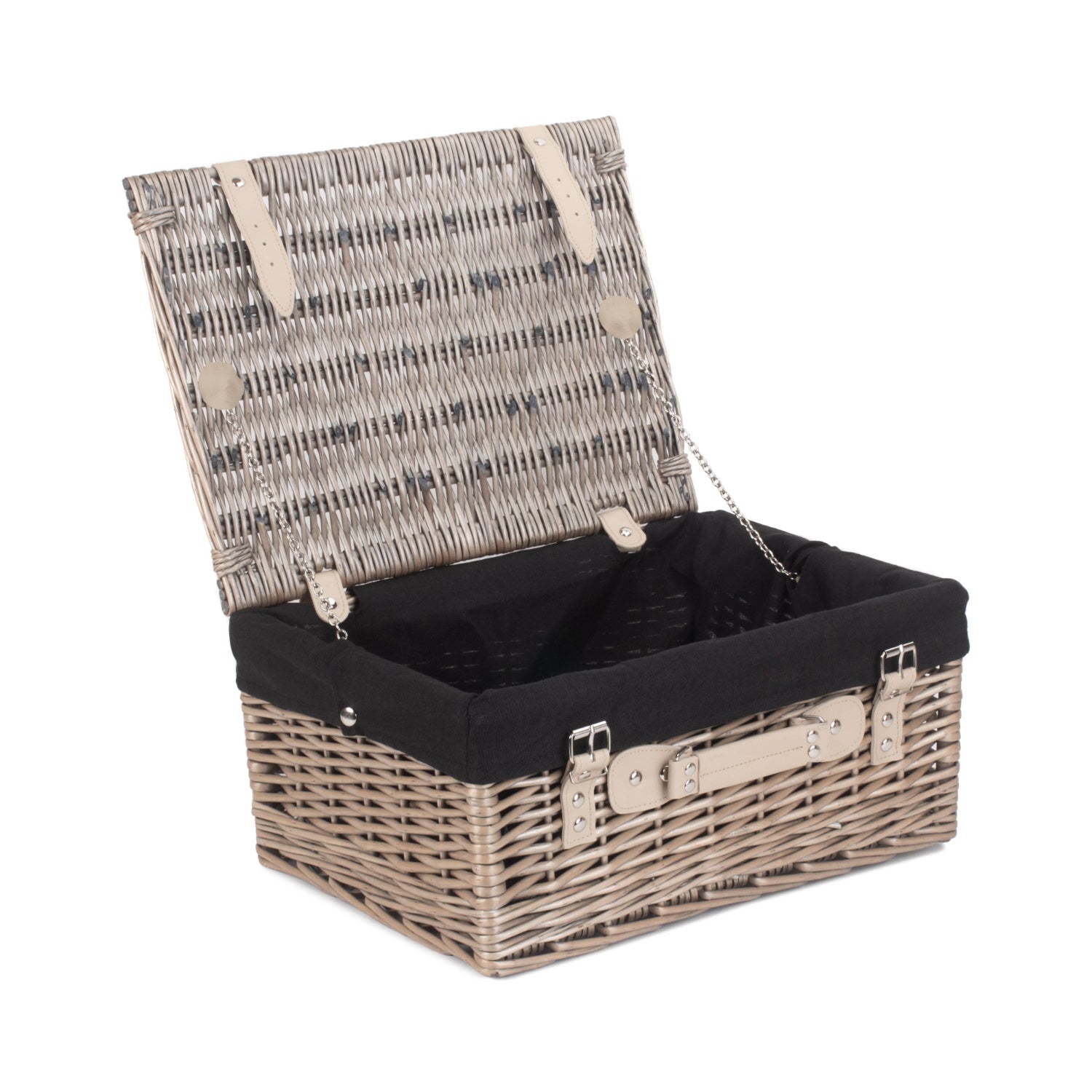 16 Inch Antique Wash Willow Hamper with Black Lining - REGN