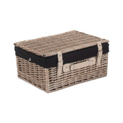 16 Inch Antique Wash Willow Hamper with Black Lining - REGN
