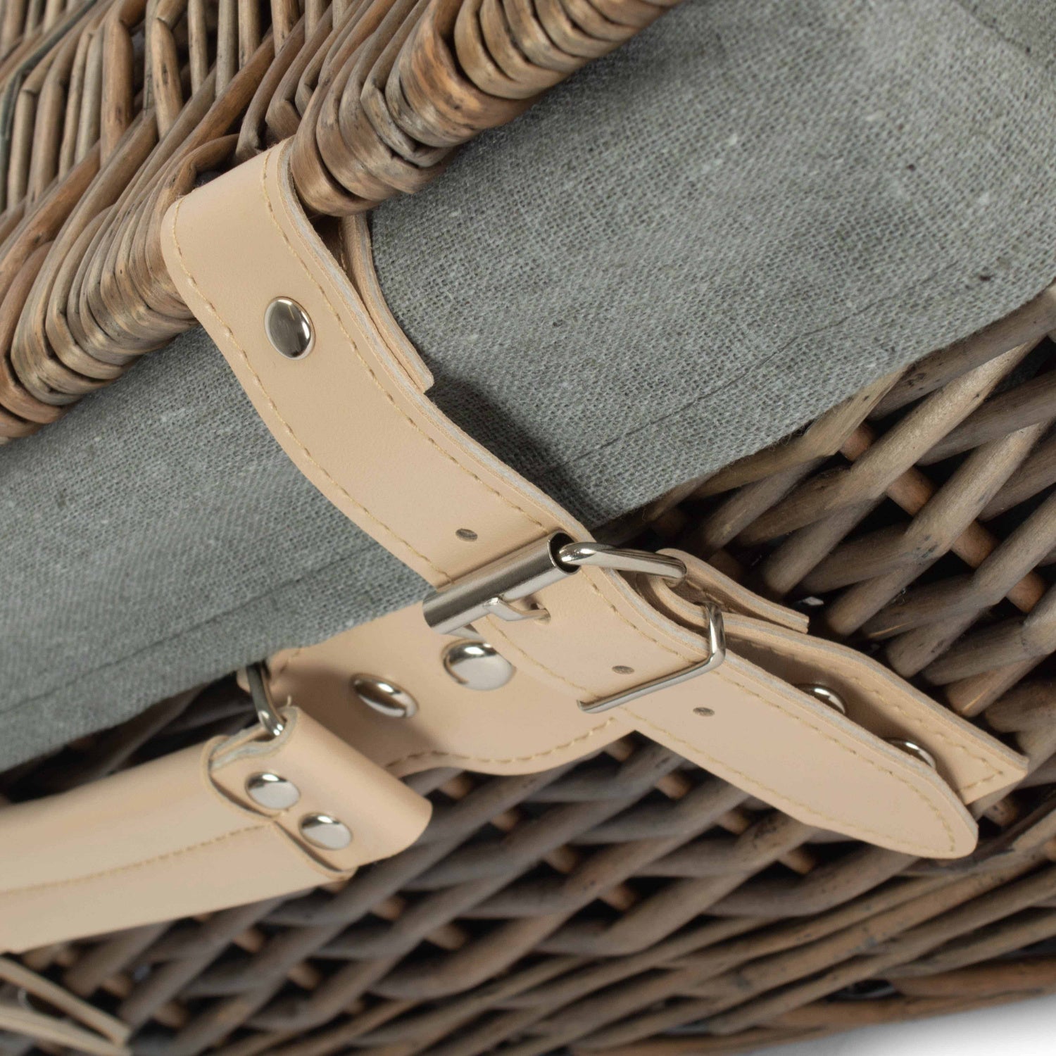 16 Inch Antique Wash Willow Hamper with Grey Sage Lining - REGN