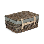 16 Inch Antique Wash Willow Hamper with Grey Sage Lining - REGN