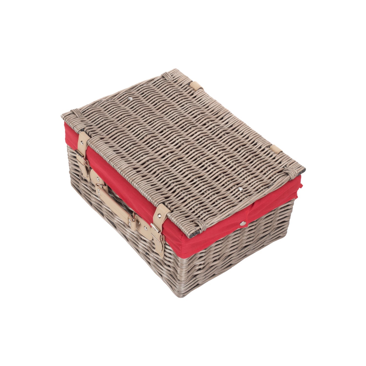 16 Inch Antique Wash Willow Hamper with Red Lining - REGN
