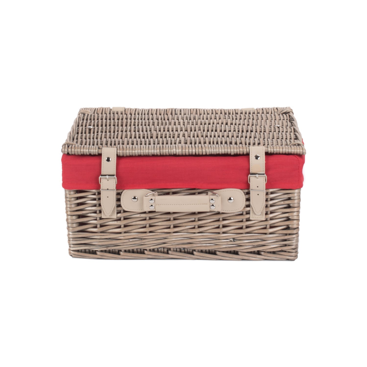 16 Inch Antique Wash Willow Hamper with Red Lining - REGN