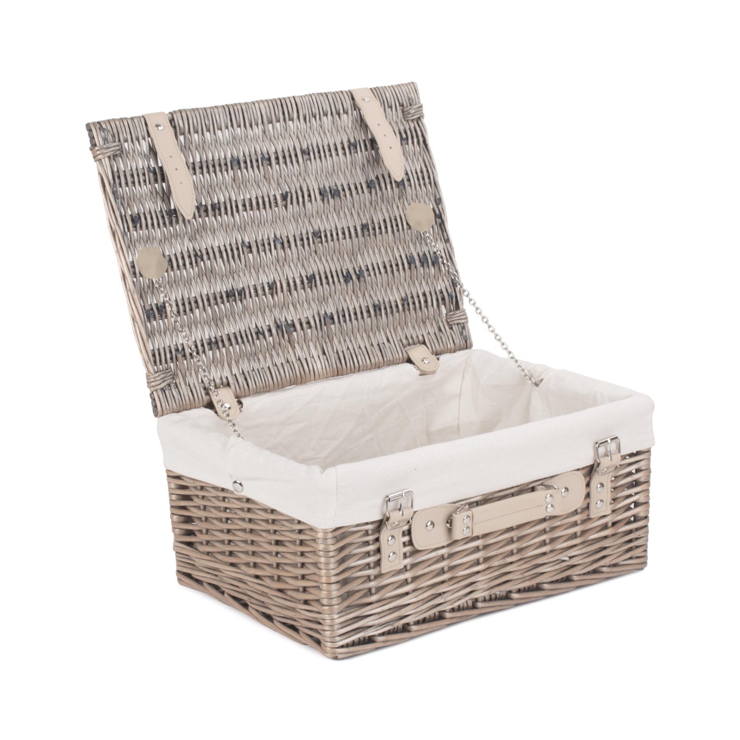 16 Inch Antique Wash Willow Hamper with White Lining - REGN