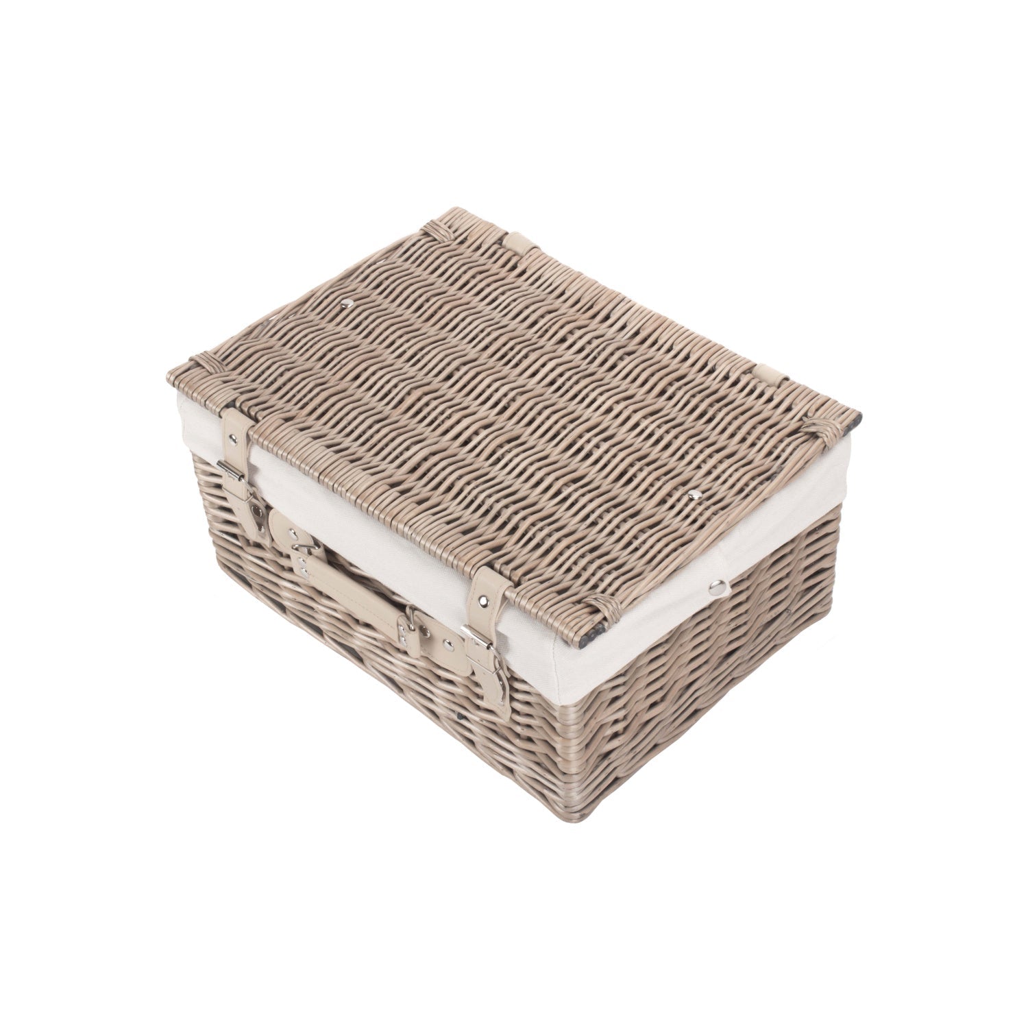 16 Inch Antique Wash Willow Hamper with White Lining - REGN