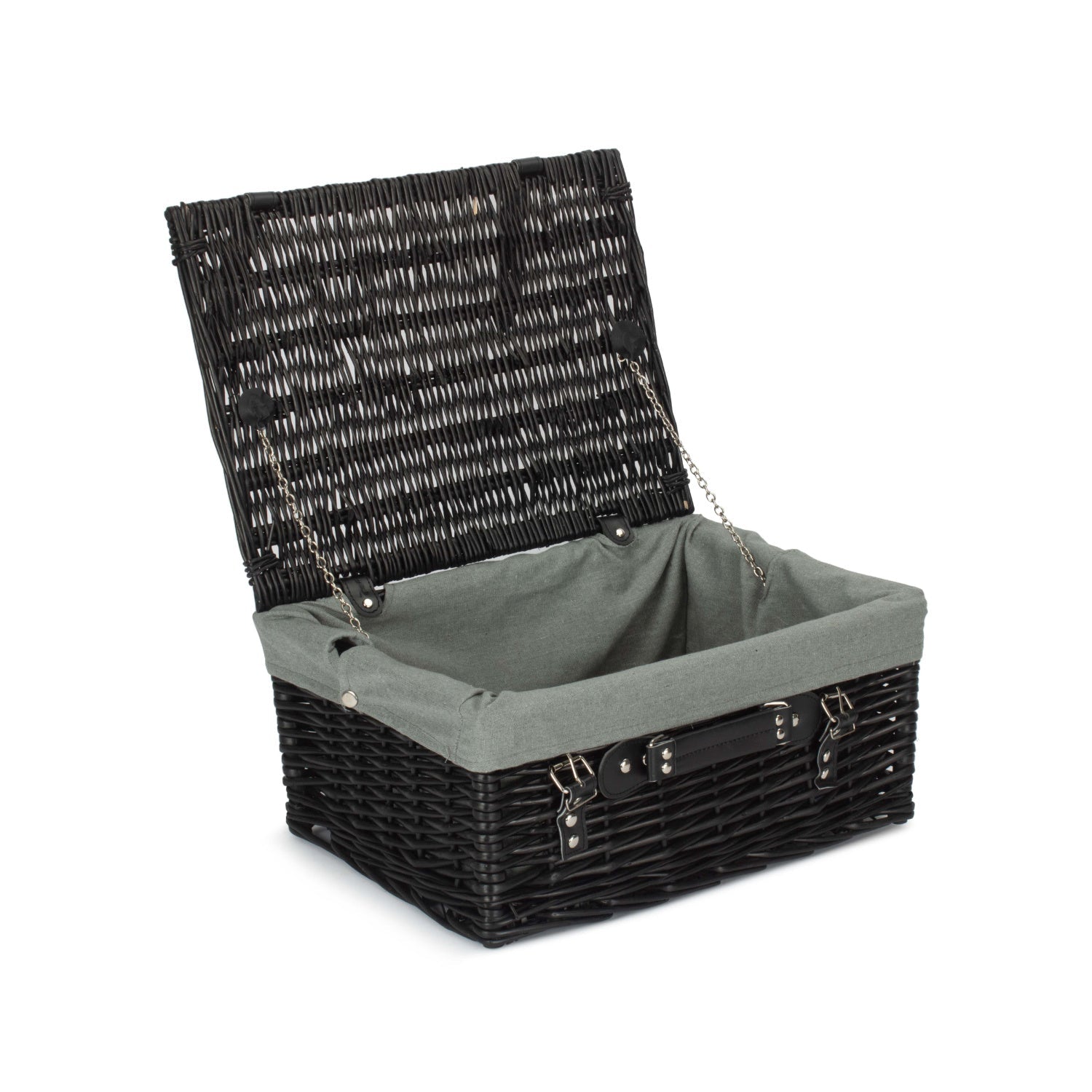 16 Inch Black Willow Hamper with Grey Sage Lining - REGN