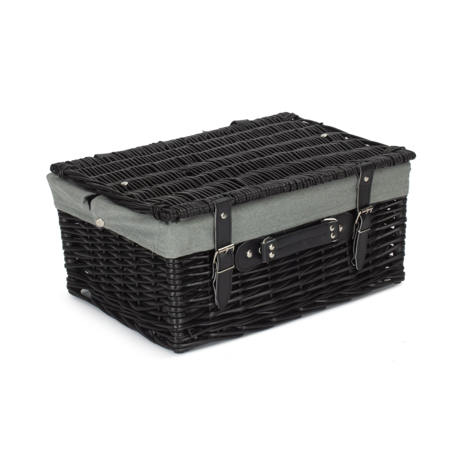 16 Inch Black Willow Hamper with Grey Sage Lining - REGN