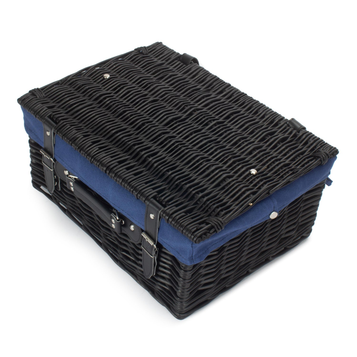 16 Inch Black Willow Hamper with Navy Blue Lining - REGN