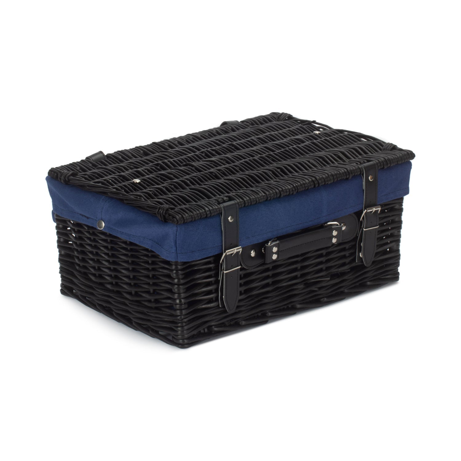 16 Inch Black Willow Hamper with Navy Blue Lining - REGN