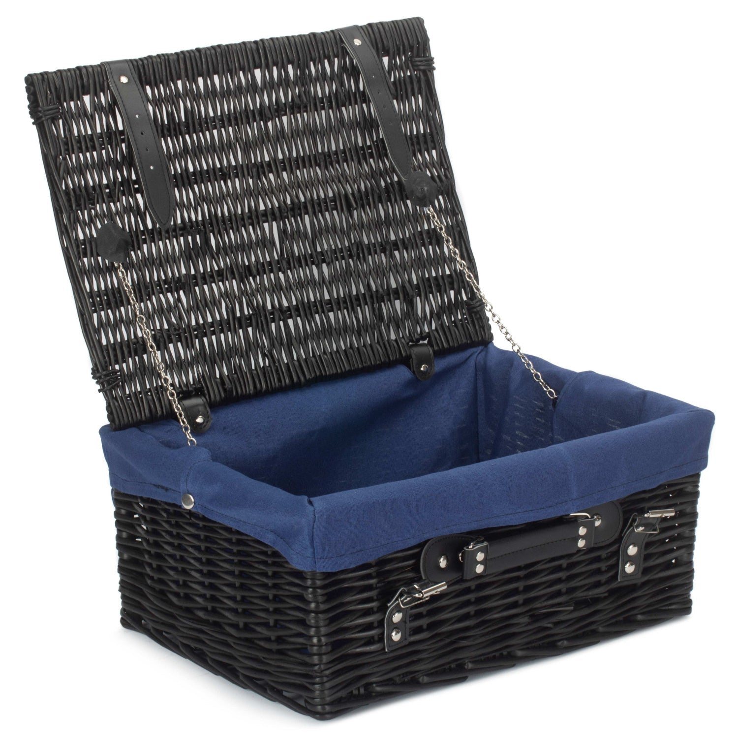 16 Inch Black Willow Hamper with Navy Blue Lining - REGN